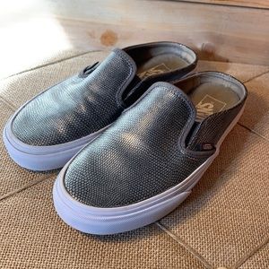 Vans Silver Snakeskin Slip-On Mules Sneakers